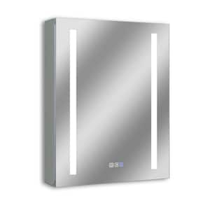 Glare 20 in. W x 26 in. H Rectangular Aluminum Recessed/Surface Mount Right Open Medicine Cabinet with Mirror LED