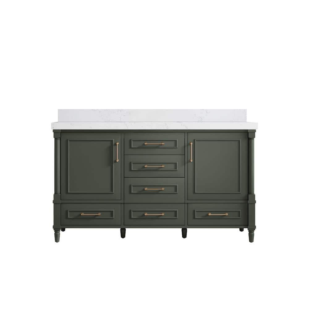Hudson 60 in. W x 22 in. D x 36 in. H Single Sink Bath Vanity in Pewter Green with 2 in Empira Quartz Top price history on PriceWatchPro