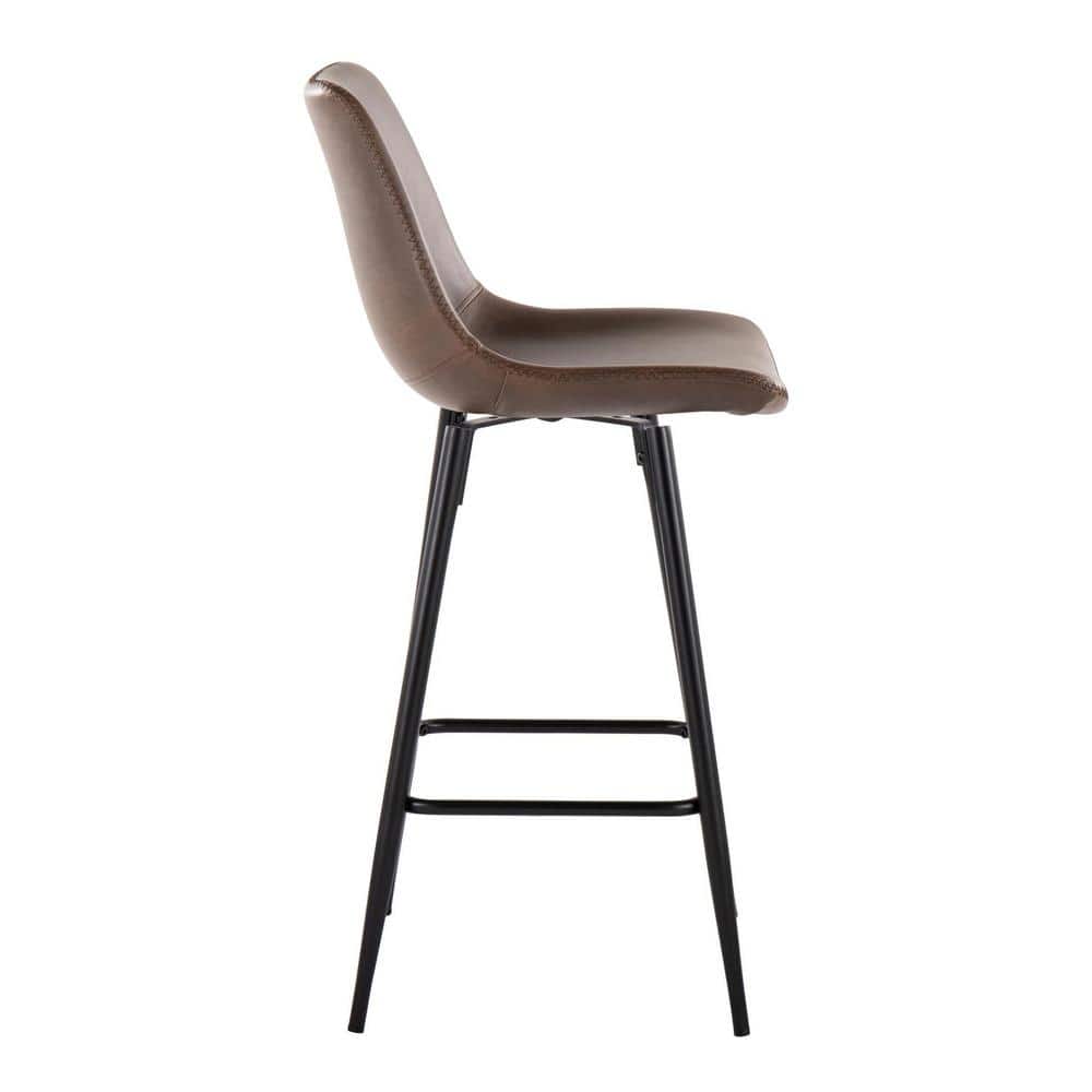Durango 26" Espresso Faux Leather and Black Metal Counter Stool Set