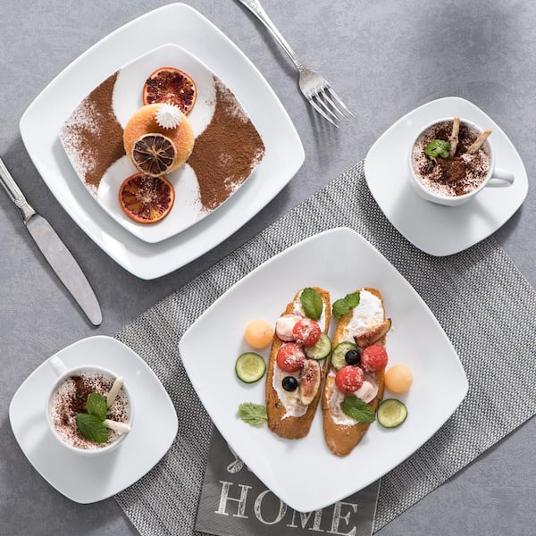 Julia 30-Piece Casual Ivory White Porcelain Dinnerware Set (Service for 6)