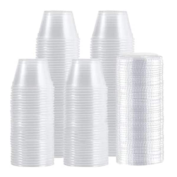4 oz. Clear Plastic Disposable Food Storage Cups with Lids Leakproof Stackable Portion Condiment 100-Pack