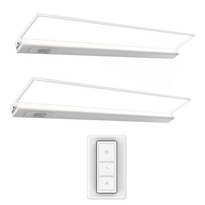 9.5 in. 2-Light (Fits 12 in. Cabinet) Direct Wire Onesync Under Cabinet Light with Wireless Remote Control