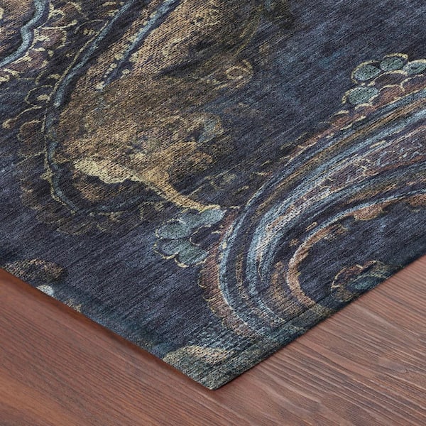 Chantille Machine Washable Indoor/Outdoor Abstract ACN2748 Navy 8 ft. x 10 ft. Area Rug