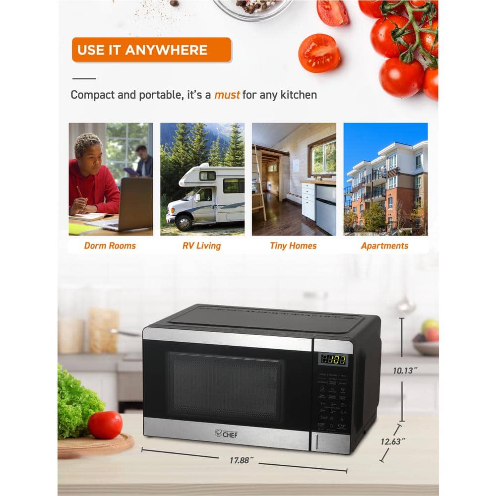 Compact Stainless Steel Microwave Oven for RV with Digital Display