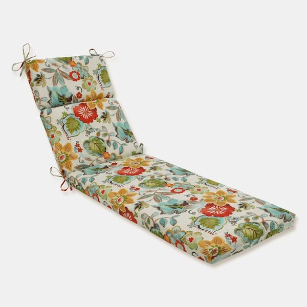Pillow Perfect Floral 21 x 28.5 Outdoor Chaise Lounge Cushion in Ivory Alastriste