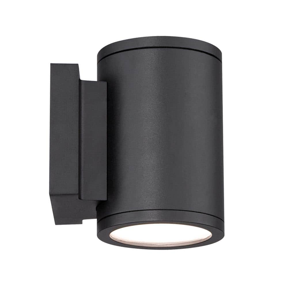 Cylindrical Black LED Outdoor Sconce Energy Star Dimmable Wall Light