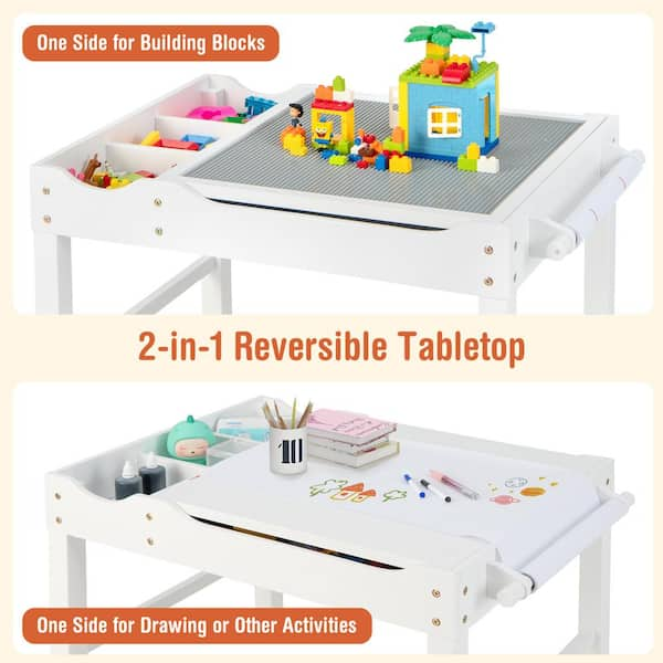 Costway Toddler Multi Activity Table with Chair Kids Art & Crafts Table  with Paper Roll Holder