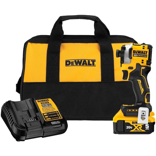 ATOMIC 20V MAX Lithium-Ion Cordless 1/4 in. Brushless Impact Driver Kit and 1/2 in. Hammer Drill with 5Ah Battery