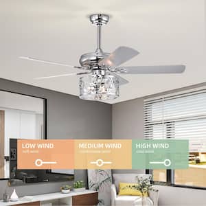 Industrial 52 in. Indoor Chrome Ceiling Fan with Hollow-carved Lampshade, 2-Color-Option Blades and Remote Included
