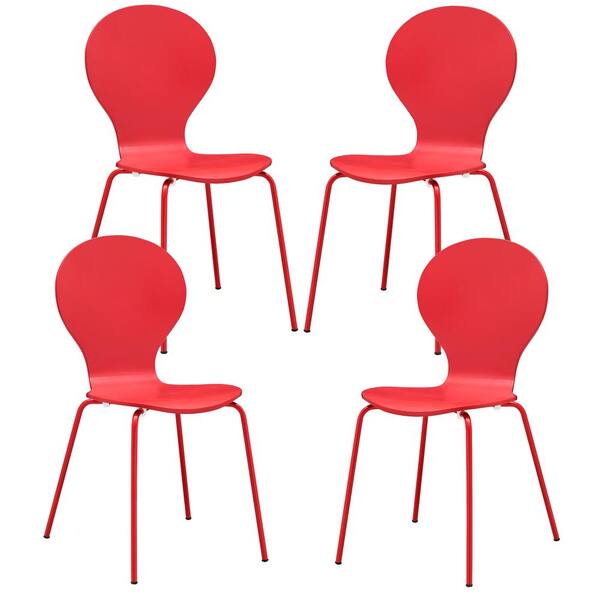 Poly and Bark Red Petal Dining Chair (Set of 4)