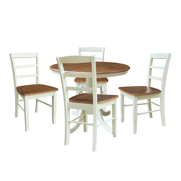 International Concepts Amelia 5-Piece Oval Hickory/Shell Solid Wood Top Dining Room Set Seats 4