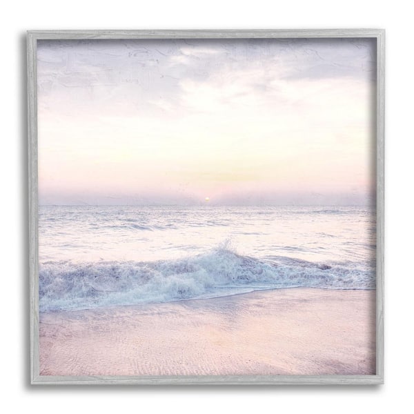 The Stupell Home Decor Collection Crashing Beach Waves Morning Sunrise Design By Ann Bailey Framed Nature Art Print 12 in. x 12 in.
