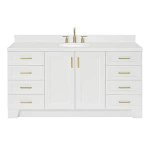 Taylor 66.25 in. W x 22 in. D x 36 in. H Single Sink Freestanding Bath Vanity in White with Carrara Quartz Top