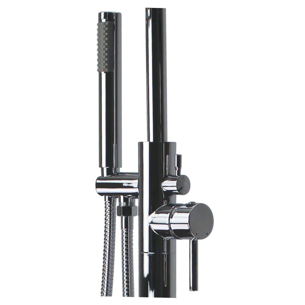 Peyton Chrome Floor Tub Filler with Hand Shower