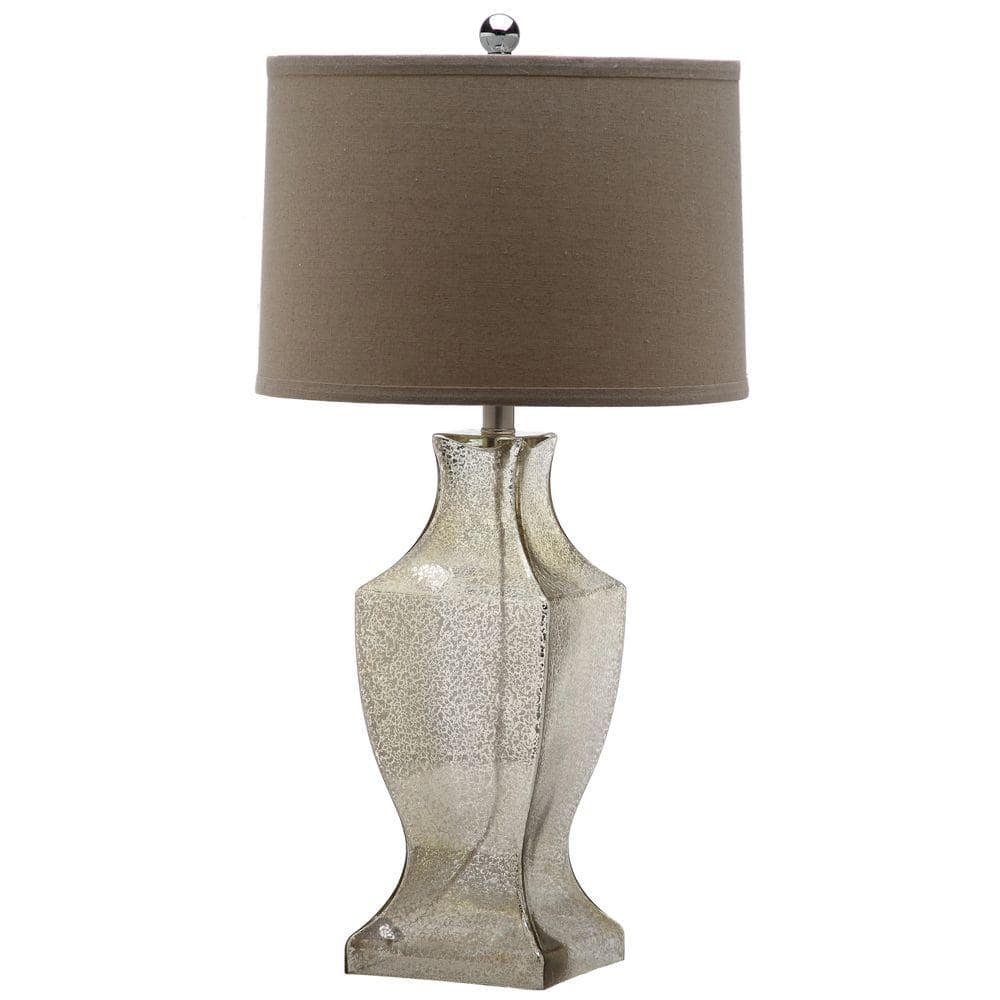 Antique Silver Glass Bottom Urn Table Lamp Set
