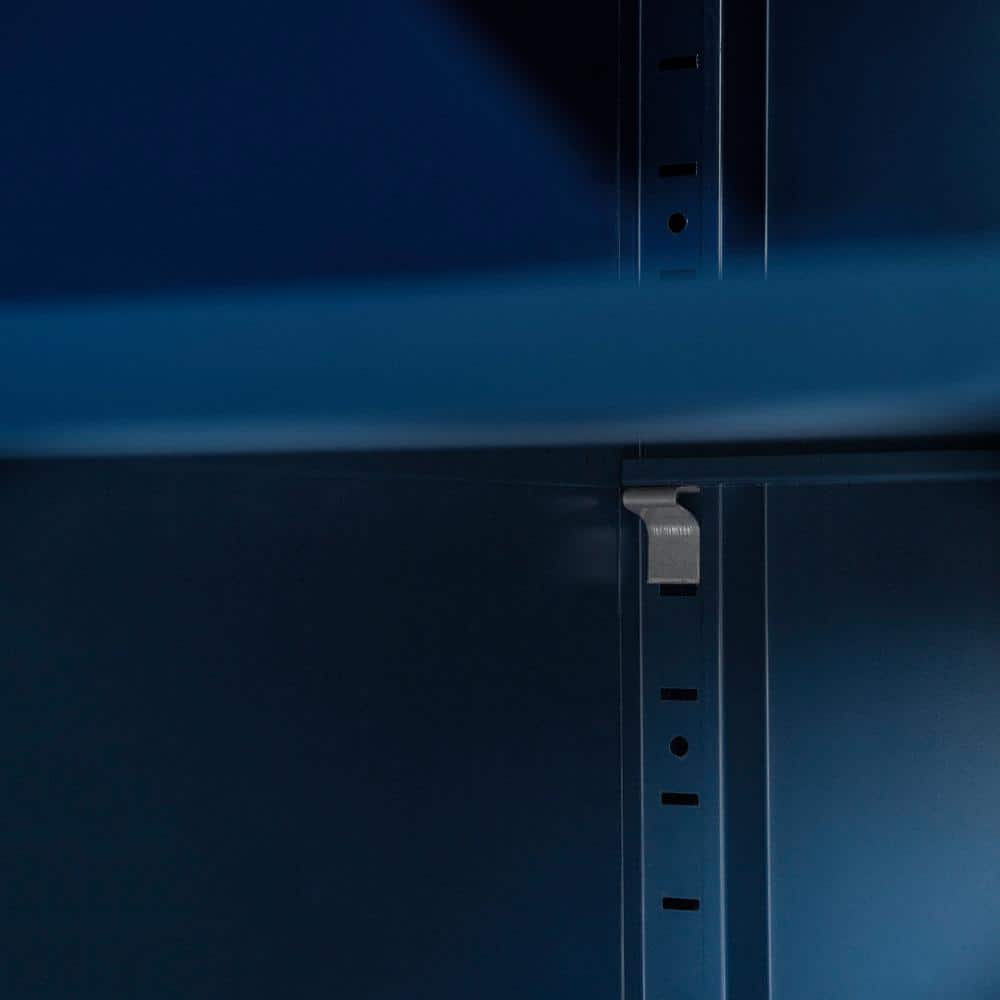 Dark Blue Metal 1-Door Nightstand with Adjustable Shelf