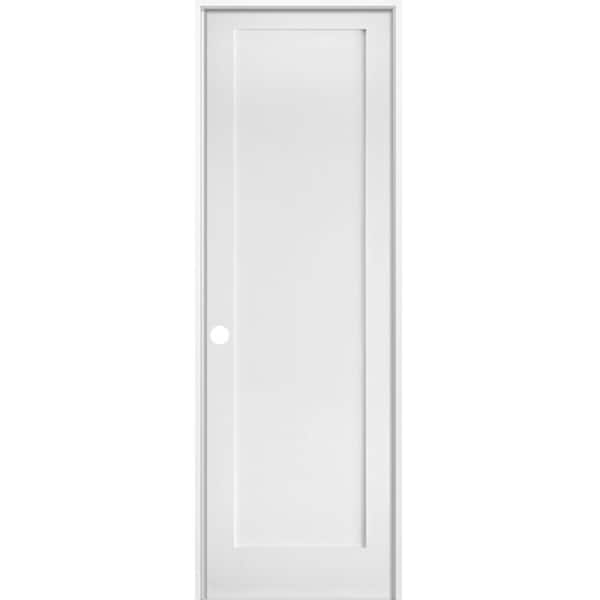 Krosswood Doors 24 in. x 96 in. Shaker 1-Panel Primed Solid Core MDF Right-Hand Single Prehung Interior Door