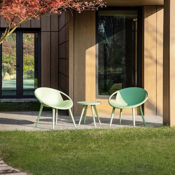 JAYDEN CREATION Julio Green 3-Piece Plastic Patio Conversation Seating Group