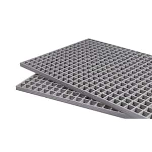 Fiberglass Molded Grating Composite for Floors Outdoor Drain Cover Deck Tile, 1.5x1.5x1in, 2x4ft, Gray, Gritted