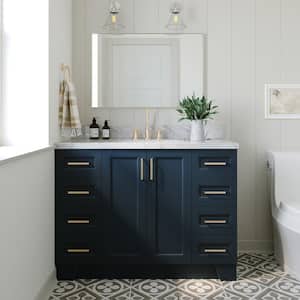 Taylor 49 in. W x 22 in. D x 36 in. H Bath Vanity in Midnight Blue with Carrara White Marble Top