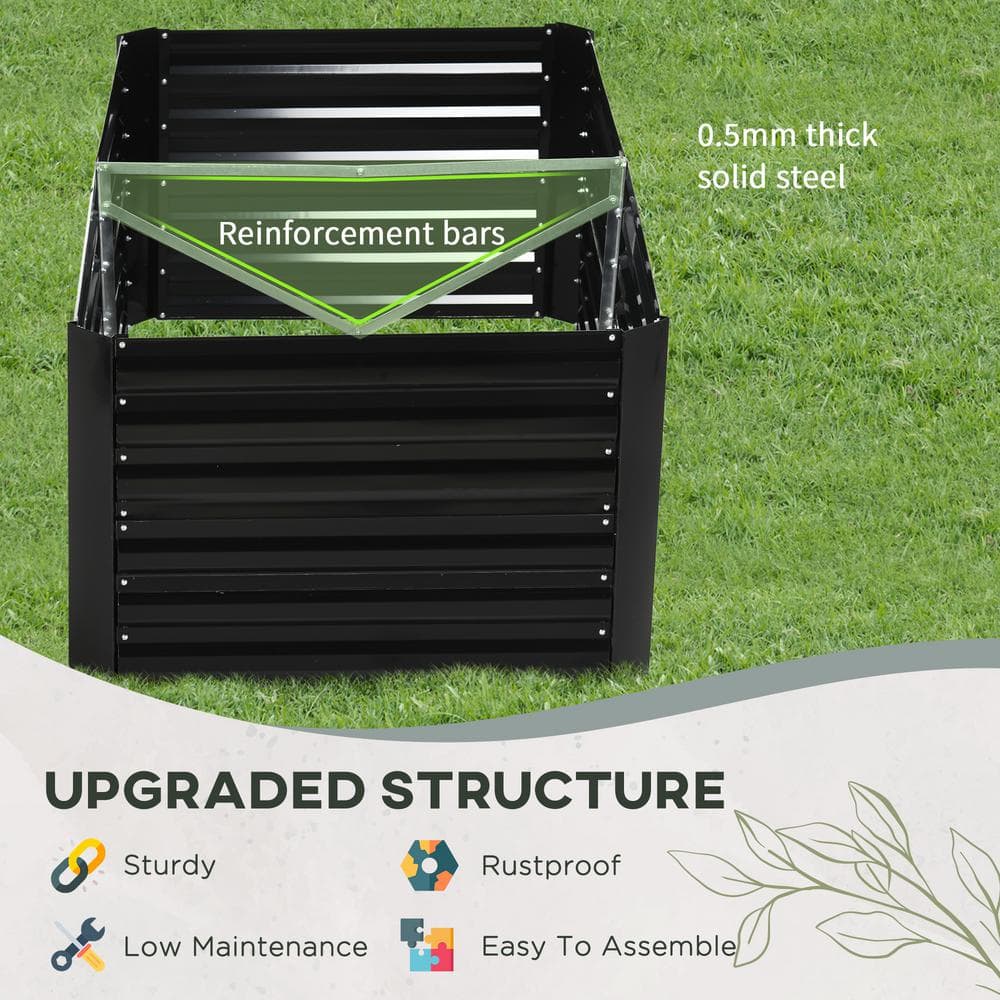Black Galvanized Steel Outdoor Raised Garden Bed Planter