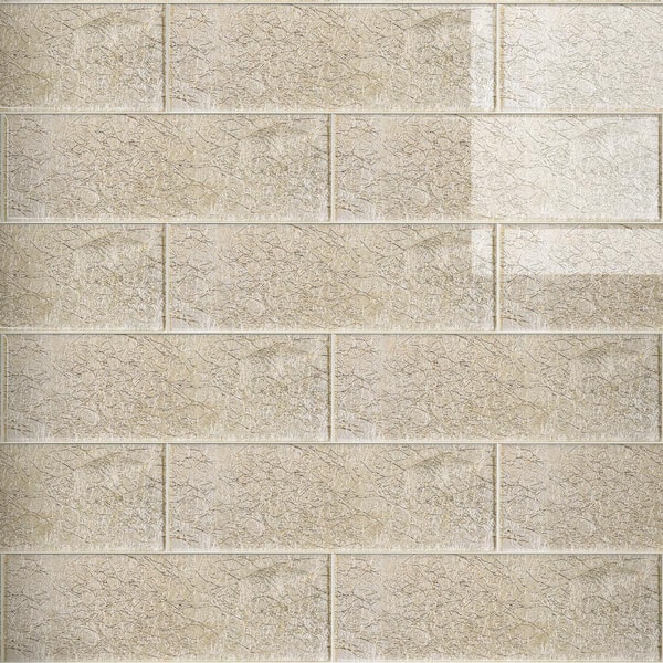 MOLOVO Crystile Galaxy Gold 12 in. x 4 in. Subway Glossy Glass Mosaic Tile Sample
