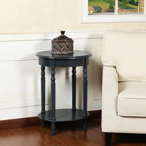 StyleCraft Asher 19.5 in. Antique Navy Oval MDF End Table