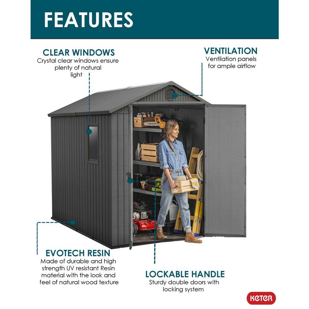 Graphite 6' x 8' Outdoor Storage Shed with Windows