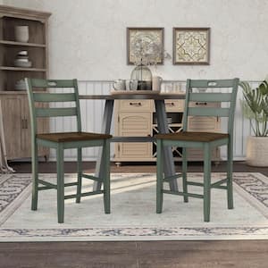 Calliger Live Edge Oak and Antique Green Counter Height Side Chair (Set of 2)