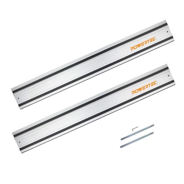 POWERTEC 110 in. Aluminum Guide Rail Joining Set for Makita or Festool Track Saws (2x55 in.  Guided Rails) with Rail Connectors