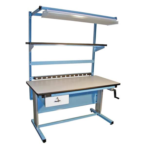 ProLine 72 in. Light Blue/White Rectangular 1 -Drawer Standing Desk with Adjustable Height