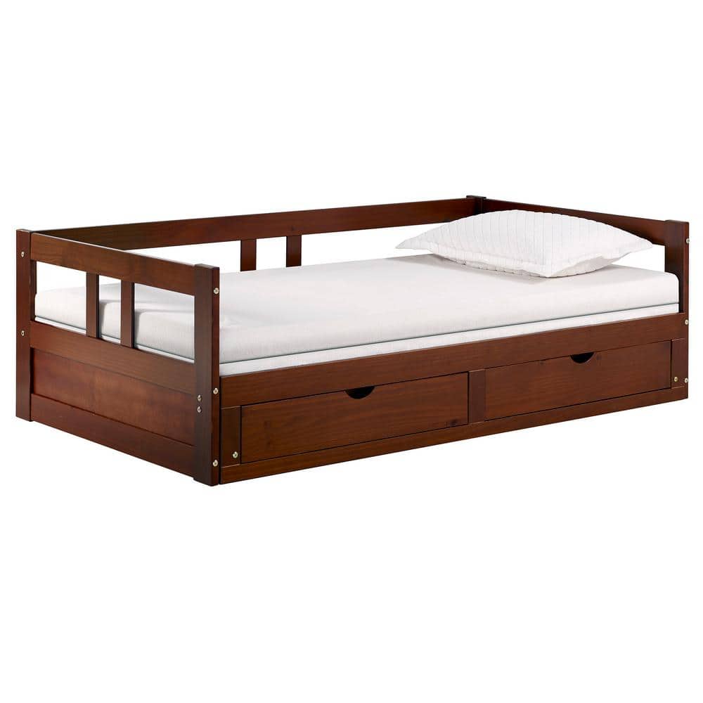 Twin to King Chestnut Pine Day Bed with Storage Drawers
