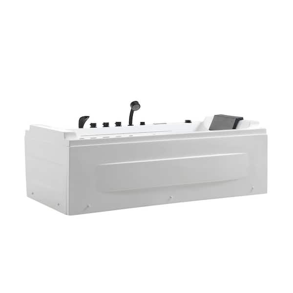 71 in. x 29 in. Alcove Whirlpool Air Combination Bathtub Rectangular Bath with Left Drain-Black Tub filler in White