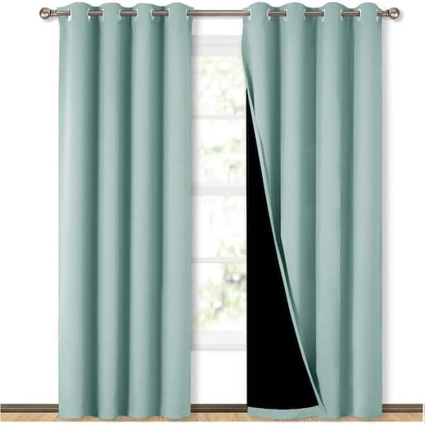 Cubilan Aqua Blue Polyester 52 in. W x 84 in. L Blackout Curtain ((Double Panel)