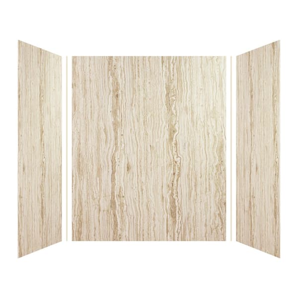 Expressions 48 in. x 60 in. x 72 in. 3-Piece Easy Up Adhesive Alcove Shower Wall Surround in Sorento