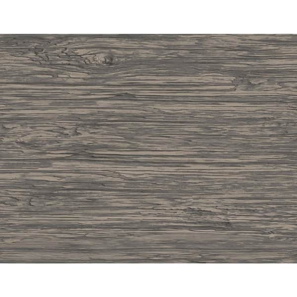 LILLIAN AUGUST Luxe Retreat Dark Ash Washed Shiplap Embossed Vinyl Unpasted Wallpaper Roll (60.75 sq. ft.)
