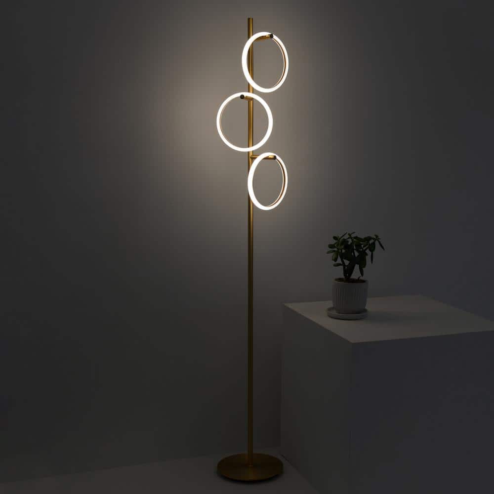 Saturn Antique Brass 66" Kids' 3-Way Dimming LED Floor Lamp