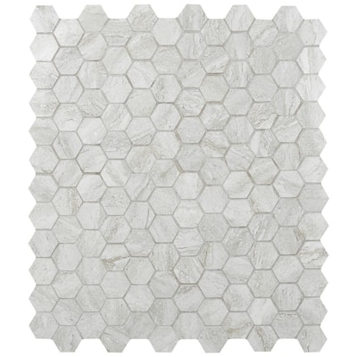 Nyon Gray Hexagon 12 in. x 12 in. x 10 mm Matte Porcelain Mosaic Tile (1 sq. ft.)