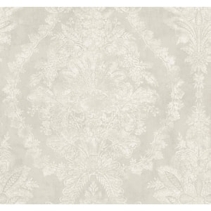 Ronald Redding Cream Charleston Damask Unpasted Paper Wallpaper Matte, (27 in. x 27 ft.)