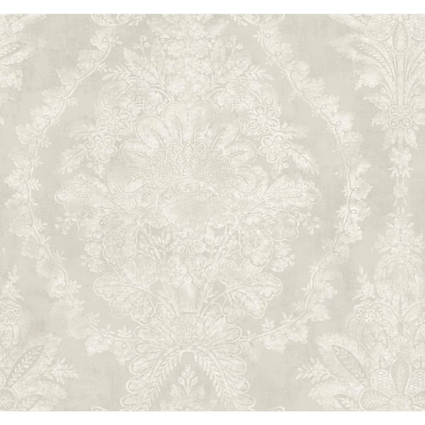York Wallcoverings Ronald Redding Cream Charleston Damask Unpasted Paper Wallpaper Matte, (27 in. x 27 ft.)