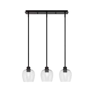 Albany 60-Watt 3-Light Espresso Linear Pendant Light with Smoke Bubble Glass Shades and No Bulbs Included