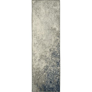 Passion Charcoal Ivory 2 ft. x 6 ft. Abstract Contemporary Kitchen Runner Area Rug