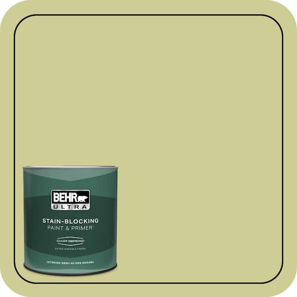 BEHR ULTRA 1 qt. #400D-4 Corn Husk Green Extra Durable Semi-Gloss Enamel Interior Paint & Primer
