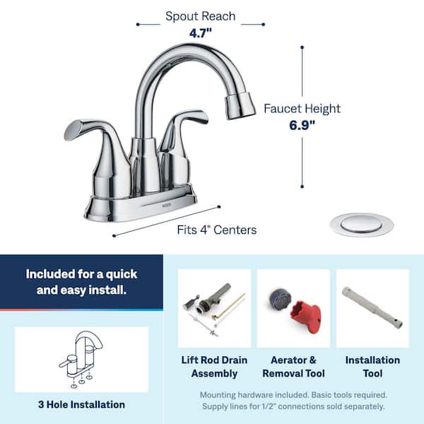 MOEN Idora 4 in. Centerset 2-Handle Bathroom Faucet in Chrome