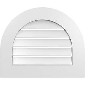24 in. x 20 in. Round Top White PVC Paintable Gable Louver Vent Functional