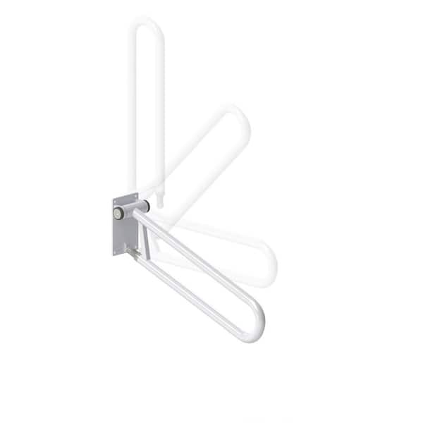 HEALTHCRAFT PT Rail Angled 32 in. x 1.5 in. Flip Up Grab Bar, Adjustable Support (400 lb. Capacity) in White
