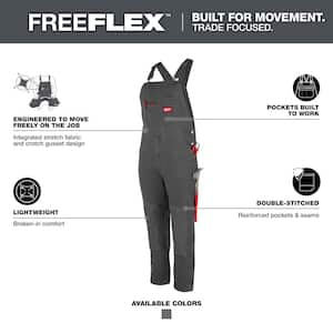 Men's Gray 36 in. x 34 in. FREEFLEX Unlined Bib Overalls