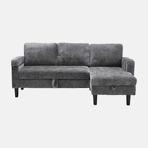 50 in. Chenille L Shaped Modern Sectional Sofa in Gray