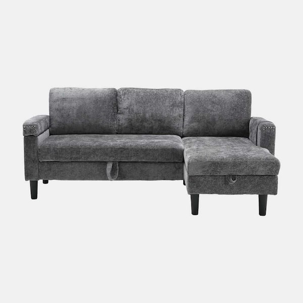 wetiny 50 in. Chenille L Shaped Modern Sectional Sofa in Gray