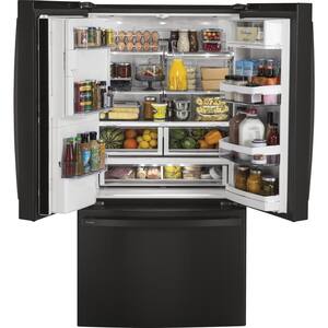 Profile 22.1 cu. ft. French Door Refrigerator with Hands Free Autofill in Black Stainless Steel, Counter Depth